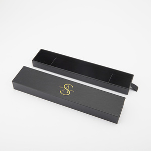 Scatola di collana di imballaggio nero di cartone di lusso all'ingrosso della fabbrica con logo - Product Image 3