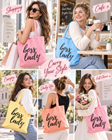 Sac fourre-tout en toile basique personnalisé avec slogan imprimé en couleur, coutures renforcées, grande capacité, cadeau d'entreprise promotionnel