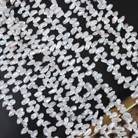 Perles baroques en forme de plume de 4 mm, à l'éclat frais, perles d'eau douce naturelles irrégulières, régénérées, sans noyau, à trois à sept trous