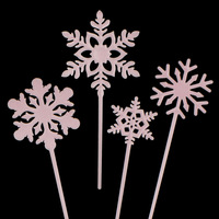 4-teilige faltbare Kunststoff Schneeflocke Cupcake Dekoration Nicht Acryl weiß Schneeflocke Karte Plug-In Geburtstags torte Dekorieren Zubehör