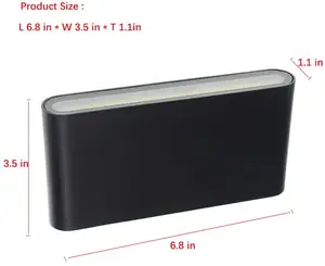 Applique da parete esterna in alluminio pressofuso per esterni lampada da parete a Led nera, IP54 impermeabile