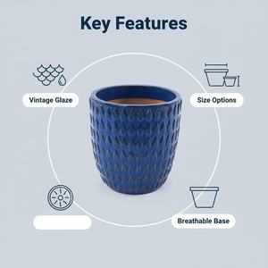 Ensemble de 4 pots de fleurs modernes en céramique émaillée durables pour la maison et le <span class=keywords><strong>jardin</strong></span>, pour plantes fleuries/vertes - Product Image 5