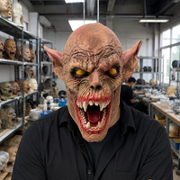 Masque intégral en latex de vampire démoniaque effrayant avec crocs, costume de cosplay amusant et original pour Halloween, accessoires pour fête à thème maison hantée