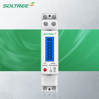 Wattmeter Fase Tunggal 1P dengan Layar LCD, Pengukur Energi, Pengukur Konsumsi KWh 5(60)A 230VAC 50Hz, Pemasangan Din Rail