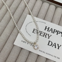 Élégant Nouveau Bijoux de Mode Zircon Élégant Collier de Perles avec Pendentif Accessoire de Mode