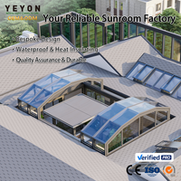 Yeyon 2026 OEM Serre en verre résidentielle extérieure durable avec toit polygone, isolation thermique, résistance aux ouragans et structure en aluminium