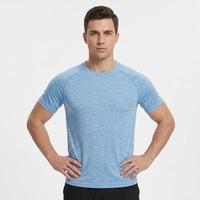 T-shirt de sport à manches courtes en tissu élastique de haute qualité, col rond, coupe ajustée, décontracté, design OEM, pour l'entraînement