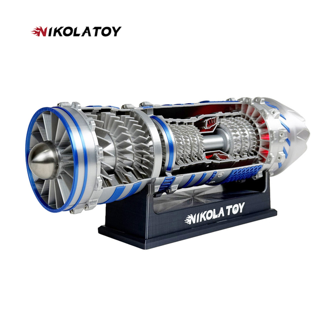 Nikolatoy J-35A Fighter Jet Engine Model Hard-Core Black Technology Toy for Men Hobby Display Case