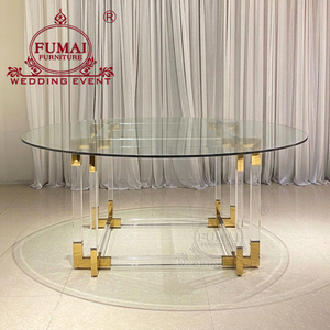 Party Supplies <b>Clear</b> Round Transparent Acrylic Dining <b>Table</b> Set 6 Seater - Product Image 5