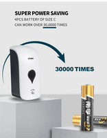 CDWK Plastique ABS rechargeable 1000ml Distributeur automatique de savon mousse liquide mural sans contact