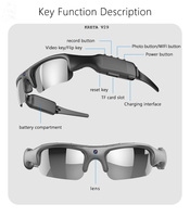 Gafas con Cámara V29 de 8MP, Grabadora de Video, Control por Aplicación Wifi Inteligente, Grabación Deportiva al Aire Libre, Almacenamiento en Tarjeta de Memoria
