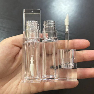 ISMAN - Tubo de Brillo Labial Cuadrado Transparente de 10 ml, Envase Vacío para Brillo Labial, Transparente como el Cristal, con Varita Aplicadora, Logotipo Personalizado - Product Image 1