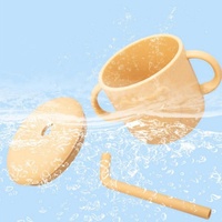 Gobelet d'apprentissage pour tout-petits avec motif de dessin animé, sans BPA, en silicone, gobelets d'apprentissage pour bébés, gobelet à eau pour enfants avec paille