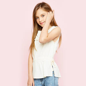 เสื้อยืด OEM สำหรับเด็กผู้หญิง แบบไม่มีป้าย คอกลม มีสายรัดเอว พร้อมส่ง - Product Image 1