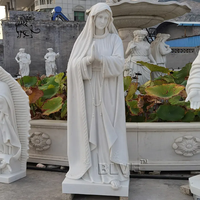 BLVE sculpté à la main grandeur nature religieux notre dame Sculpture moules en pierre Figure blanc marbre Mary Statues en stock
