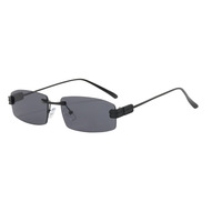 Nouvelles Lunettes de Soleil Rectangulaires Sans Monture en Métal Style Européen et Américain Inspirées d'Instagram, Protection UV400 Non Polarisées, Unisexe 2026
