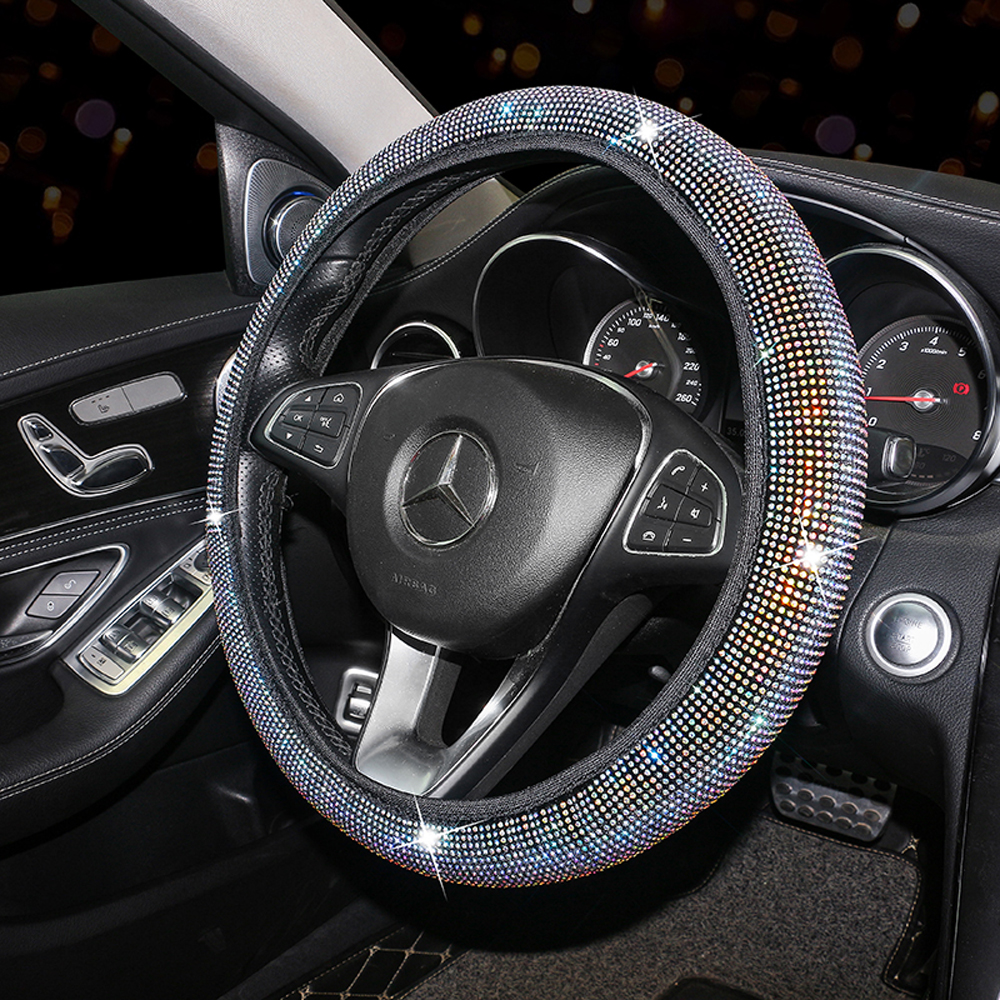 Universal 15 Inch Car Steering Wheel Cover - Velvet Rhinestone Style | XingYue XY-FP036S