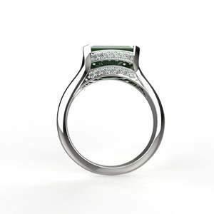 Faux <b>Emerald</b> <b>Silver</b> Diamond <b>Ring</b> For Girls &amp; Women - Product Image 4