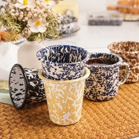Vente en gros de tasses en céramique-Tasses en émail vierges de sublimation pour café, thé, pique-nique, voyage intérieur et extérieur pour le camping, l'aventure en plein air