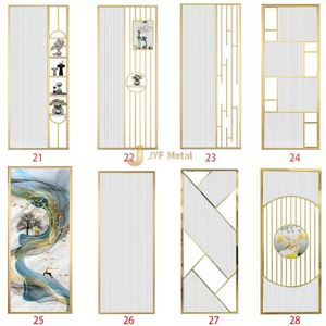 EX712 Biombo Decorativo Extravagante de Acero Inoxidable, Corte Láser, Plegable, Revestimiento con Acabado Dorado, Estilo Moderno y Lujoso - Product Image 2