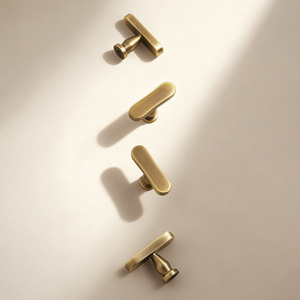 Solid Brass T Shape Cabinet Handle <strong>Gold</strong> <strong>Drawer</strong> <strong>Pulls</strong> for Kitchen Bathroom Furniture Brushed Modern T Bar Handle Single Hole <strong>Pull</strong> - Product Image 5