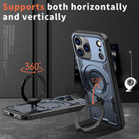 Coque de téléphone antichoc à protection intégrale avec support magnétique rotatif à 360° style mécanique pour iPhone 17 16 Pro Max Samsung S26 S25 Ultra