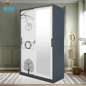 Factory Direct <strong>Sale</strong> Modern Convertible Double Sliding Doors <strong>Mirror</strong> Steel <strong>Wardrobe</strong> for Living Room &amp; Gym Use - Product Image 6
