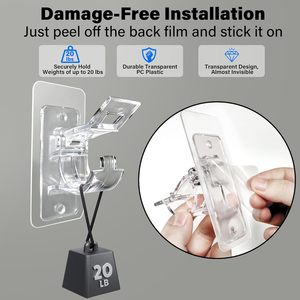 Supports adhésifs pour tringles à rideaux en polycarbonate, fixation murale pour fenêtres et douches - Product Image 4