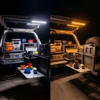 Lampu LED Camping 12V, Strip Lampu Magnetik Kaku, Warna Amber Merah Putih Hangat, Lampu Bawah Kabinet dengan Saklar untuk RV CampeVan