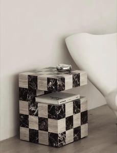 Tavolino da Caffè in Marmo Naturale a Scacchiera, Travertino Rosso Levanto, Tavolo Centrale in Pietra, Arredamento Moderno per Soggiorno, Direttamente dalla Fabbrica - Product Image 2