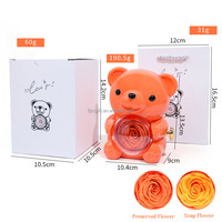 Boîte à bijoux ours rotative orange brillante avec rose éternelle surprise à 360°, emballage cadeau personnalisé avec logo pour la Saint-Valentin