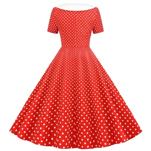 Robes de bal rockabilly vintage des années 50 et 60, robes de soirée évasées à manches des années 1950, vêtements de fête à pois, robe swing - Product Image 6