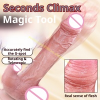 Vibrateur télescopique en silicone liquide pour hommes, télécommandé, avec fonction de chaleur et de vibration, pour usage individuel, réaliste, en silicone, vente en gros