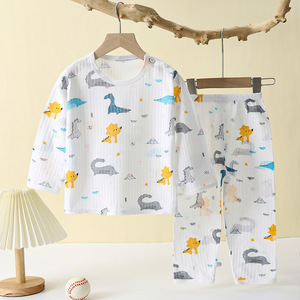 Ensemble de <span class=keywords><strong>pyjama</strong></span> chaud pour enfants en coton pur, imprimé dessin animé, manches longues, printemps/été, vêtements de détente pour garçons et filles - Product Image 3