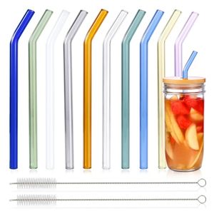 Pailles en verre borosilicate réutilisables écologiques, transparentes, colorées, droites et courbées, pour canettes en verre - Product Image 2