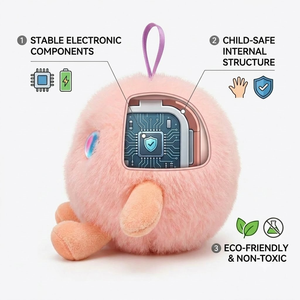 Peluche de Felpa Rosa Coral, Compañero Inteligente con IA que Habla en Más de 60 Idiomas, para Mayores de 8 Años, Carga USB-C, Juguete Educativo de Bolsillo, OEM - Product Image 4