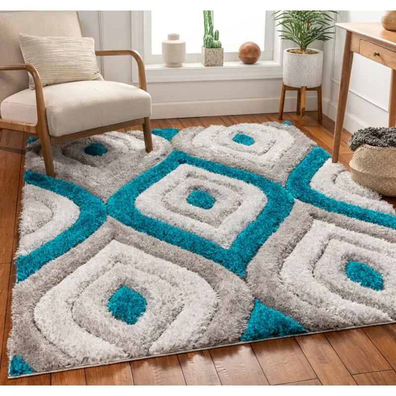 Custom Rug Logo Square 100% Polyester Shaggy Area Rugs Multi Color Carpet