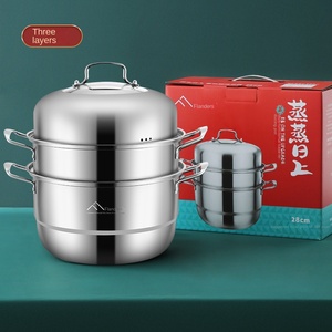 Yolecen fornitura diretta della fabbrica in acciaio inossidabile a vapore di grande capacità domestica a doppia griglia Design a tre strati per la cottura a vapore panini - Product Image 6