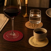 Sous-verres ronds en cuir PU écologique de style bohème, personnalisables, fabriqués directement en usine, diamètre 100 mm, pour table