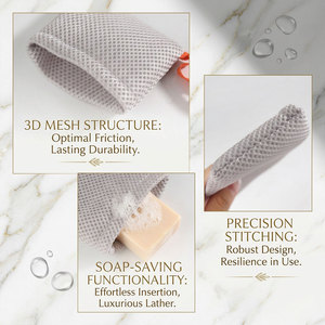 Sac de rangement pour savon en maille 3D, formes multiples, pour la création de mousse et le gommage corporel – Offre spéciale - Product Image 5