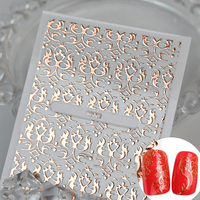 30 feuilles d'autocollants pour ongles en or rose métallisé, motif floral en dentelle vintage, autocollants adhésifs pour nail art, décorations de salon