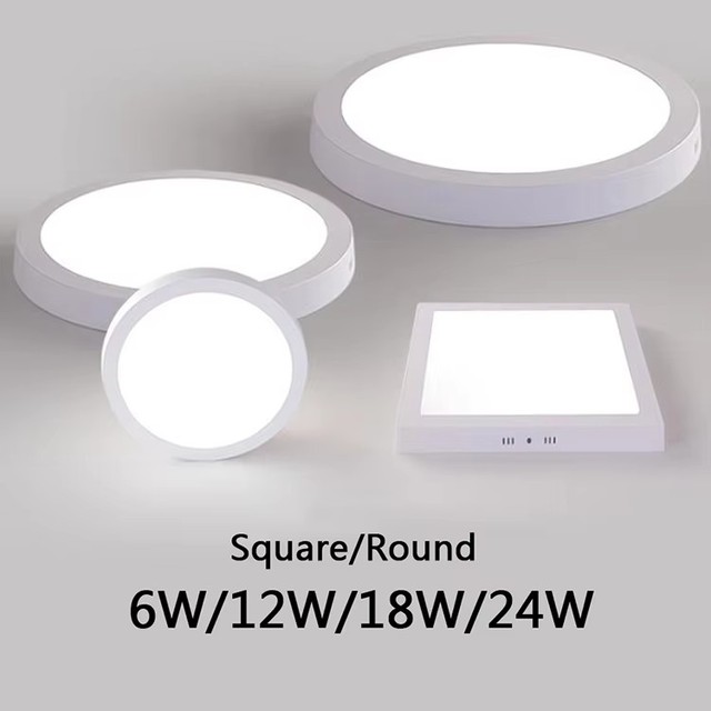 12W 18W 24W Ultra-thin Aluminum Modern Indoor Ceiling-Mounted LED Panel Light Round/Square Shapes IP33 Rated High Brightness