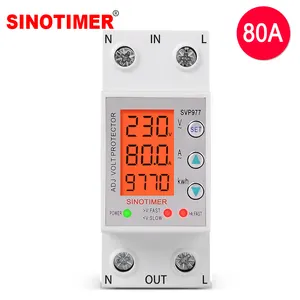 Heavy Load 80A 230V HD LCD Display Adjustable Voltage Current Portector Auto Reconnect Voltage Portection Relay with Wattmeter