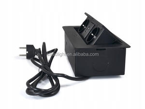 Prise de courant de table standard européenne avec câble EU de 1,5 m de long, 2 ou 3 prises, panneau en aluminium, bureau, cuisine, armoire, couvercle métallique - Product Image 3