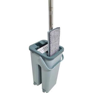 Upscale Household Flat <b>Mop</b> <b>Bucket</b> Hand Free Washing Floor Cleaning Self-Wringer Eco-Friendly Wet Dry Usage Rotating Microfiber - Product Image 2