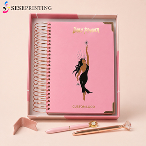 Custom <strong>A4</strong> A5 Hard Cover Spiral Daily <strong>Planner</strong> Journal Black Girl Boss <strong>Planners</strong> With Gold Foil Logo - Product Image 3