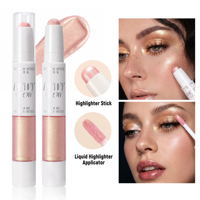 2 in 1 Dewy Glow Liquid Highlighter Stick Shimmer Pen High Pigment Face Contour Makeup Supplier OEM ODM Private Label Wholesale