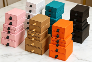 Boîte à bijoux rigide personnalisée pour cadeaux, solution de rangement en carton coulissant avec doublure en éponge pour colliers, bracelets, bagues - Product Image 6