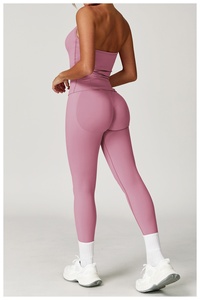 Leggings de yoga et de sport pour femmes, sans couture, gainants, respirants, séchage rapide, longueur intégrale, design personnalisé, taille colorée - Product Image 3