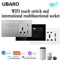 UBARO WiFi 2 Gang Interrupteur Tactile Intelligent Prise Murale Universelle Application Tuya Smart Life Contrôle à Distance Commande Vocale